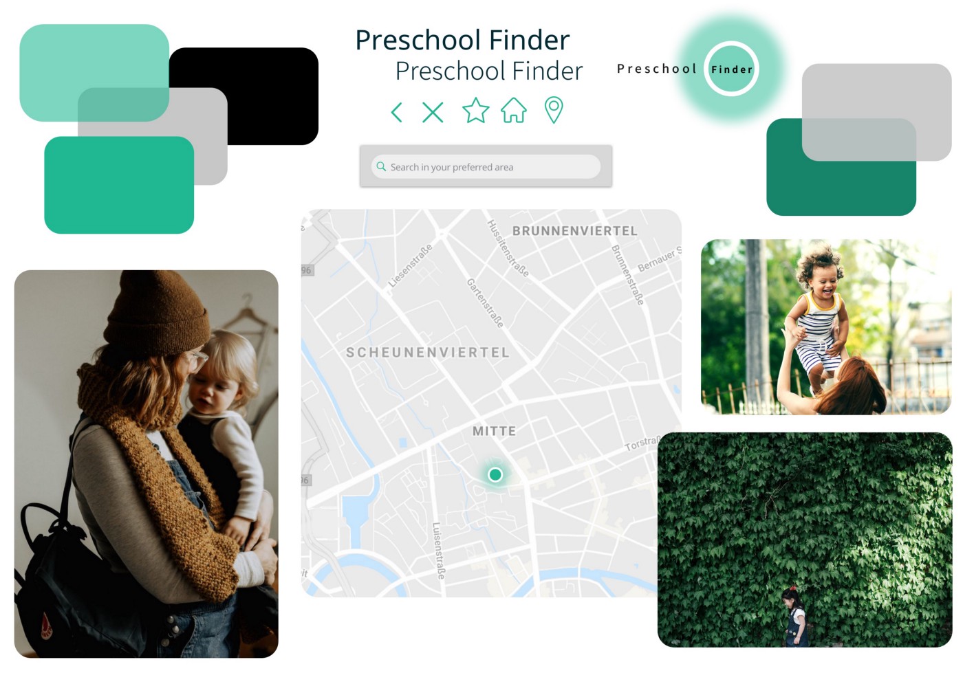 Moodboard providing an initial impression of the potential appearance of the app