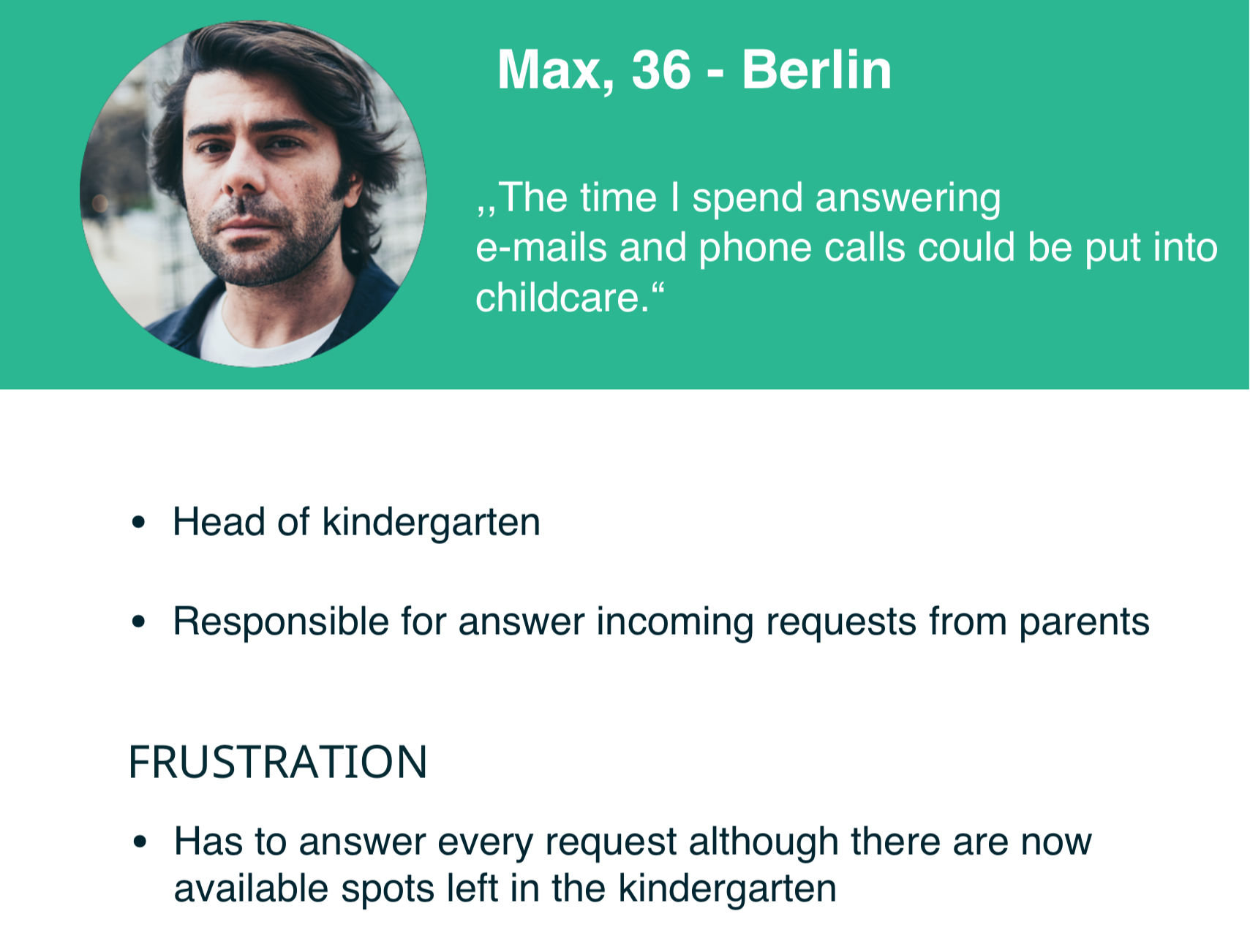 User Persona Max - a Kindergarden Owner